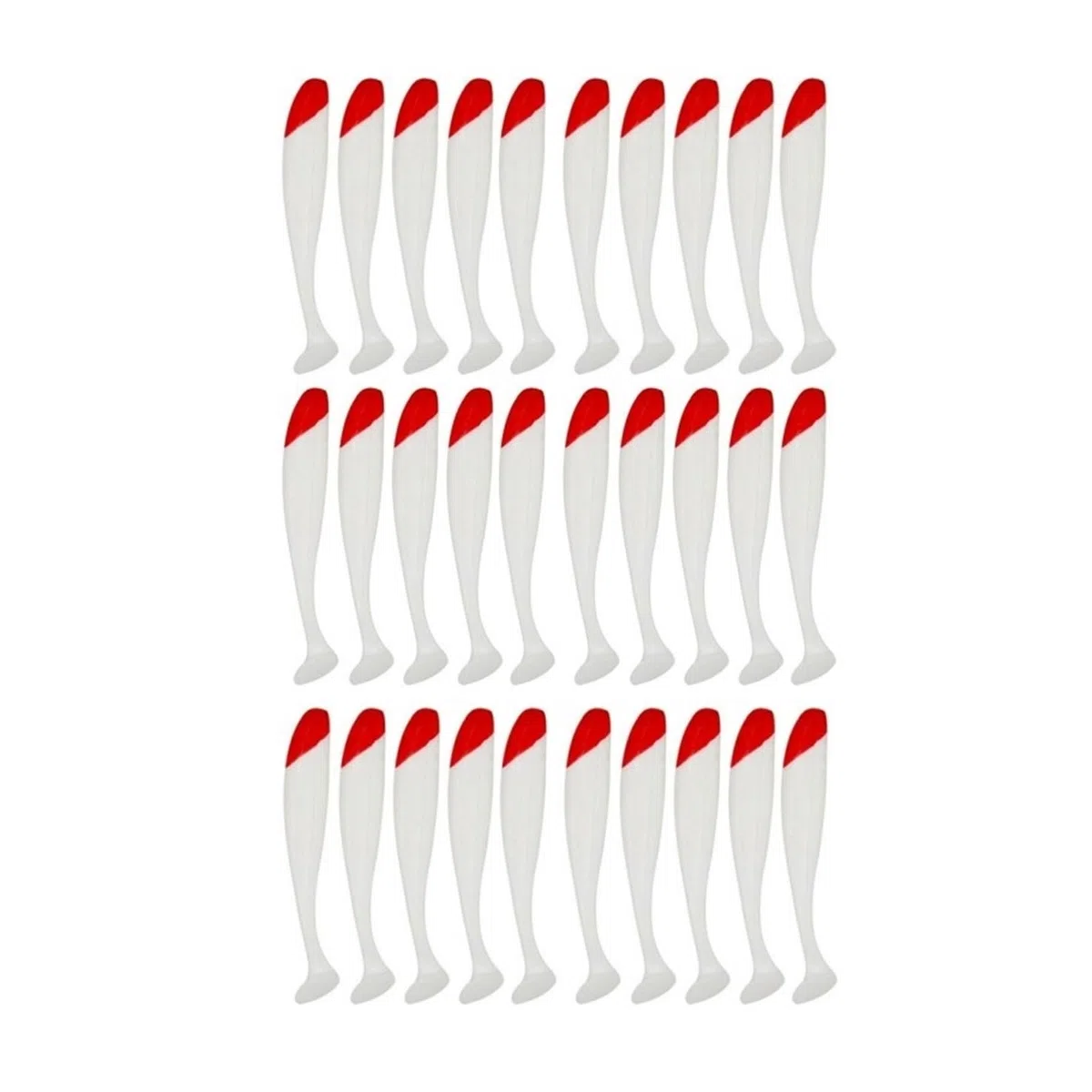 Señuelos de Pesca Blandos, simulación de Cola de Paleta, cebos de plástico, Gusano Artificial, Swimbait, Cabeza roja, Cuerpo Blanco, Cebo de Cola en T for lubina y Trucha