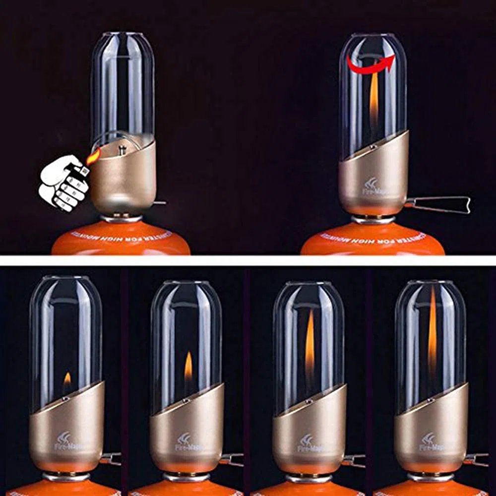 Fire-Maple Linterna Portátil de Gas para Camping Acero y Aluminio Combustible de Propano Isobutano Iluminación Ajustable y Lámpara de Camping Equipo Esencial de Camping de Emergencia (Negro)