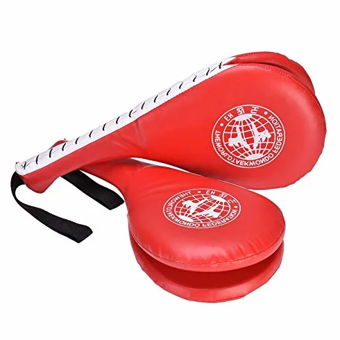 Almohadillae Taekwondo,1 Par Pad Target PU Patada de Taekwondo Duradero Entrenamiento de Almohadilla de Patada de Taekwondo de Boxeo de Artes Marciales (Rojo)