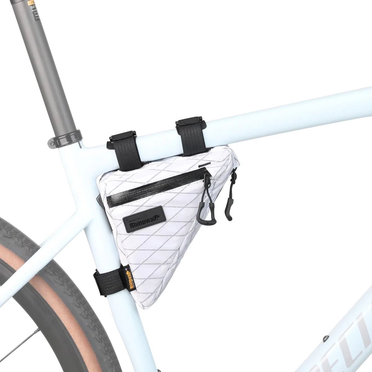 Rhinowalk Bolsa para bicicleta Bolsa para cuadro de bicicleta Bolsa triangular impermeable 0,9 L Bolsa para bicicleta Bajo Tubo Accesorios Profesionales de Ciclismo (S) - Blanco