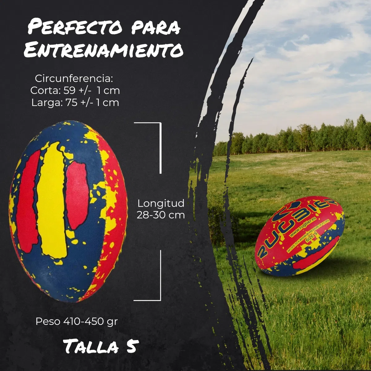 Balón de Entrenamiento para Rugby - Talla 5 Training – Alta Gama - Entrenamiento y Juego - Categorías Masculinas y Equipos Senior – Rugby Spain