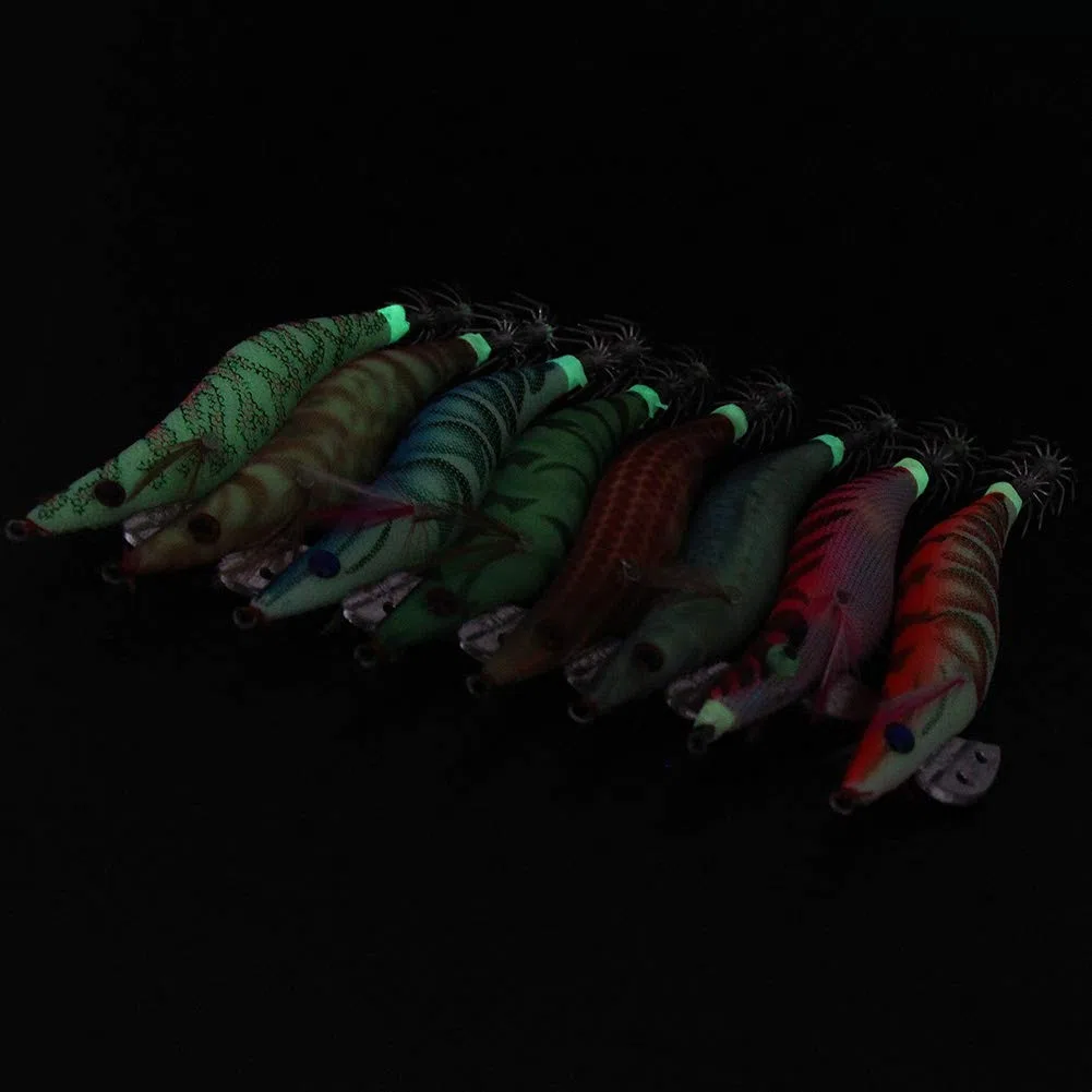 Croch 8 Piezas Luminoso Pesca Camarones Señuelo Cebo de Calamar para Sepia Pulpo