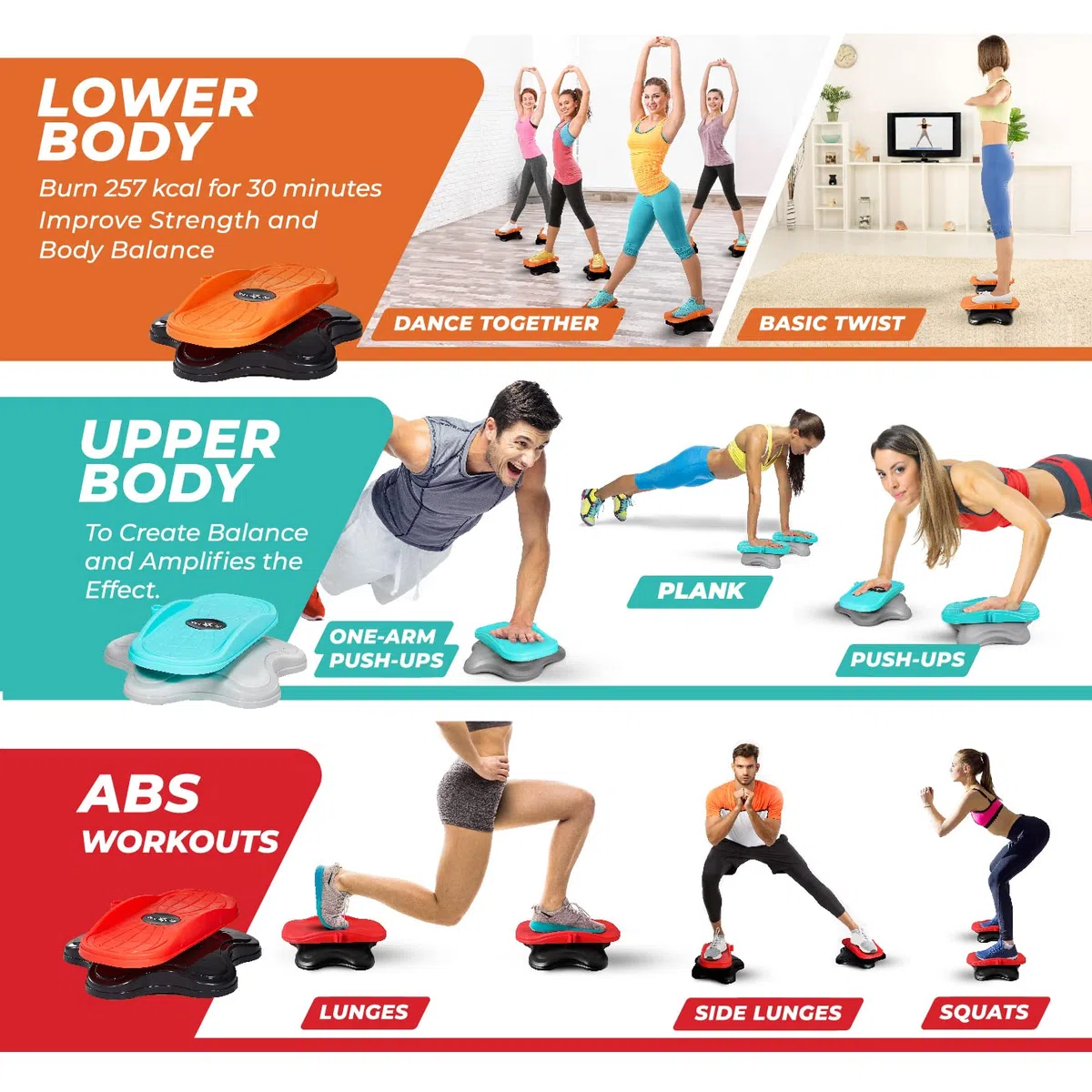 Yes4All Tabla giratoria para abdominales, nueva generación de disco de torsión de cintura, tabla giratoria, paso a paso para ejercicio aeróbico, entrenamiento de tonificación de cuerpo completo, sin
