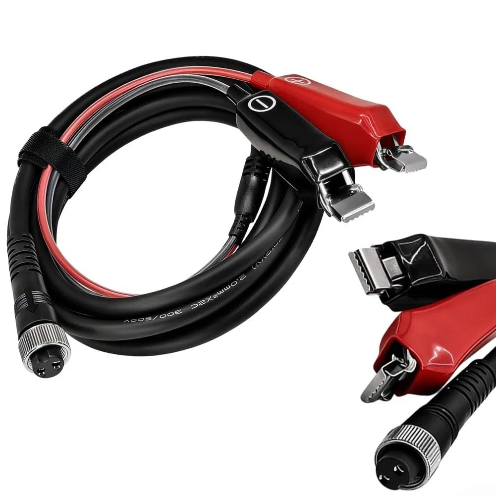Cable de alimentación de carrete de pesca eléctrico de 2 m, 2,5 m, funda de silicona con clip de cocodrilo mejorado, negro y rojo, compatible con 300 500 750 MJ para SE (2,5 m)