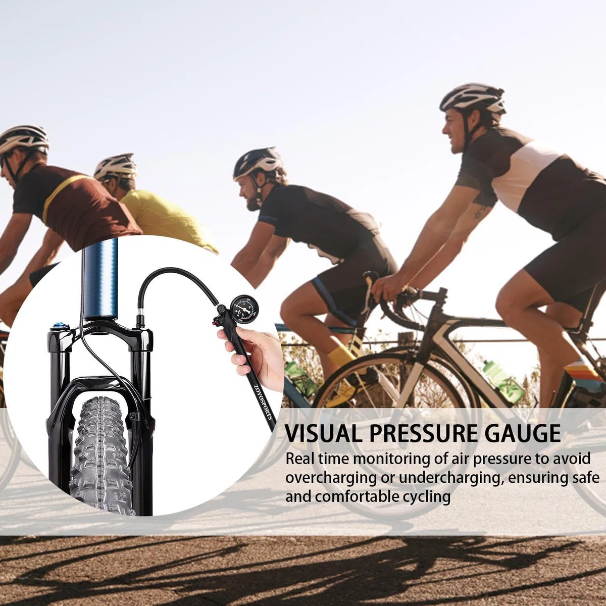 Bombas De Bicicleta De Alta Presión: Inflador De Horquilla De 300 PSI, Cuerpo De Aluminio Duradero con Indicador Preciso Y Control De Purga De Aire | Bomba De Choque Compacta para Bicicletas De Mo