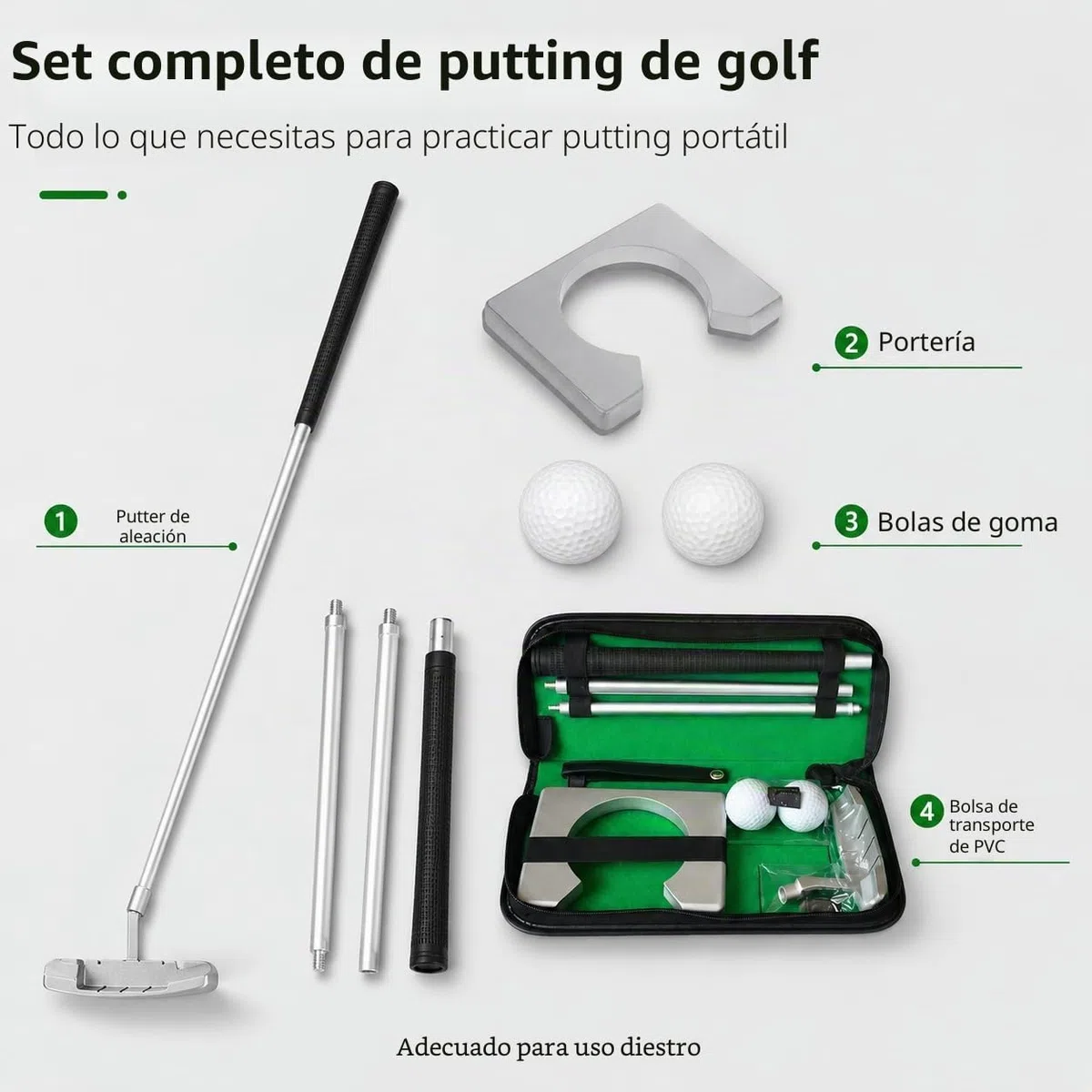 VOBOR Juego de Putter de Entrenamiento, Regalo de Putter de Golf Portátil, Interior para Putting de Golf