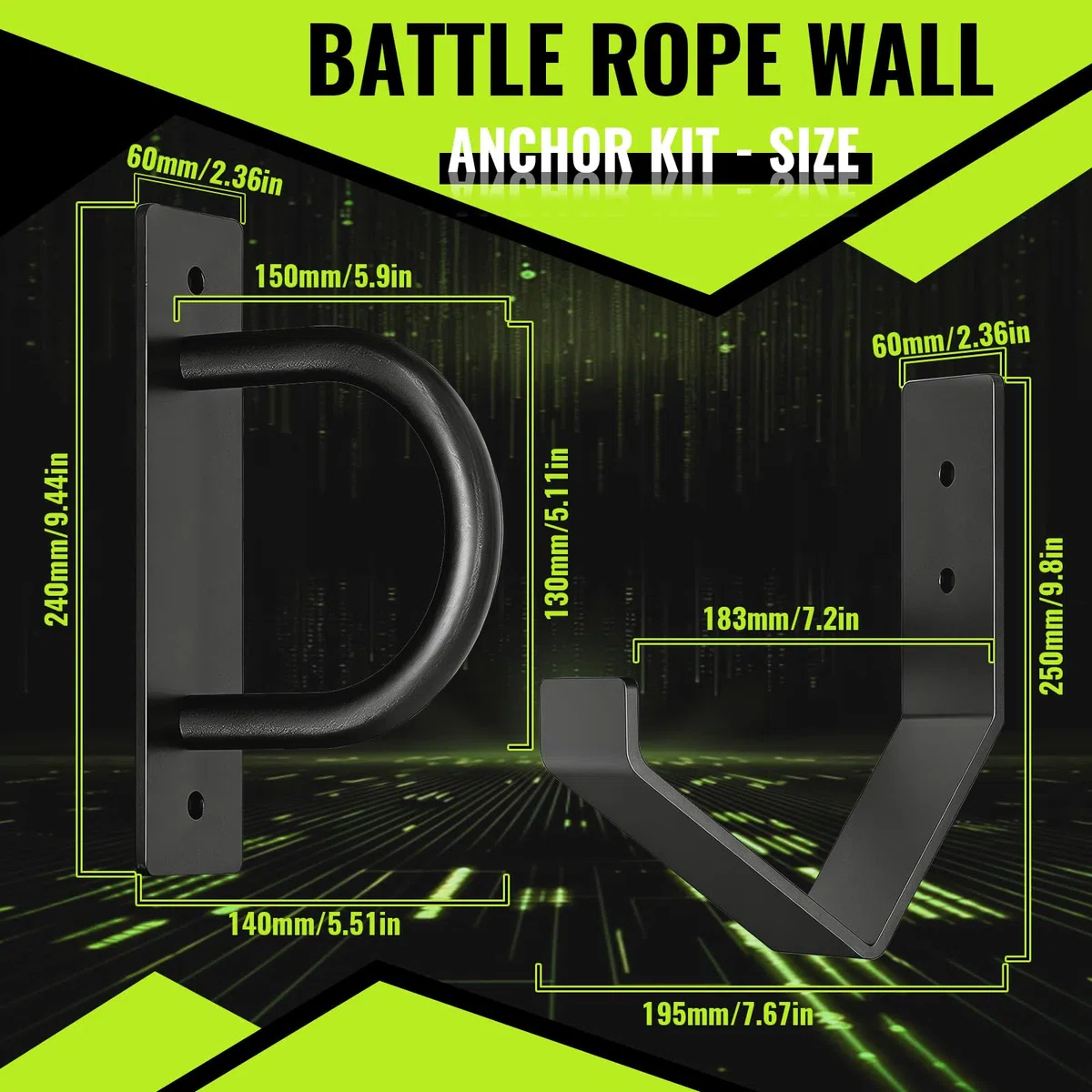 Soporte de Pared para Cuerda de Batalla, Kit de Anclaje de Pared con Cuerda de Combate con Gancho de Muro y Accesorios de Instalación para Sistemas de Entrenamiento de Fuerza, Sacos de Boxeo