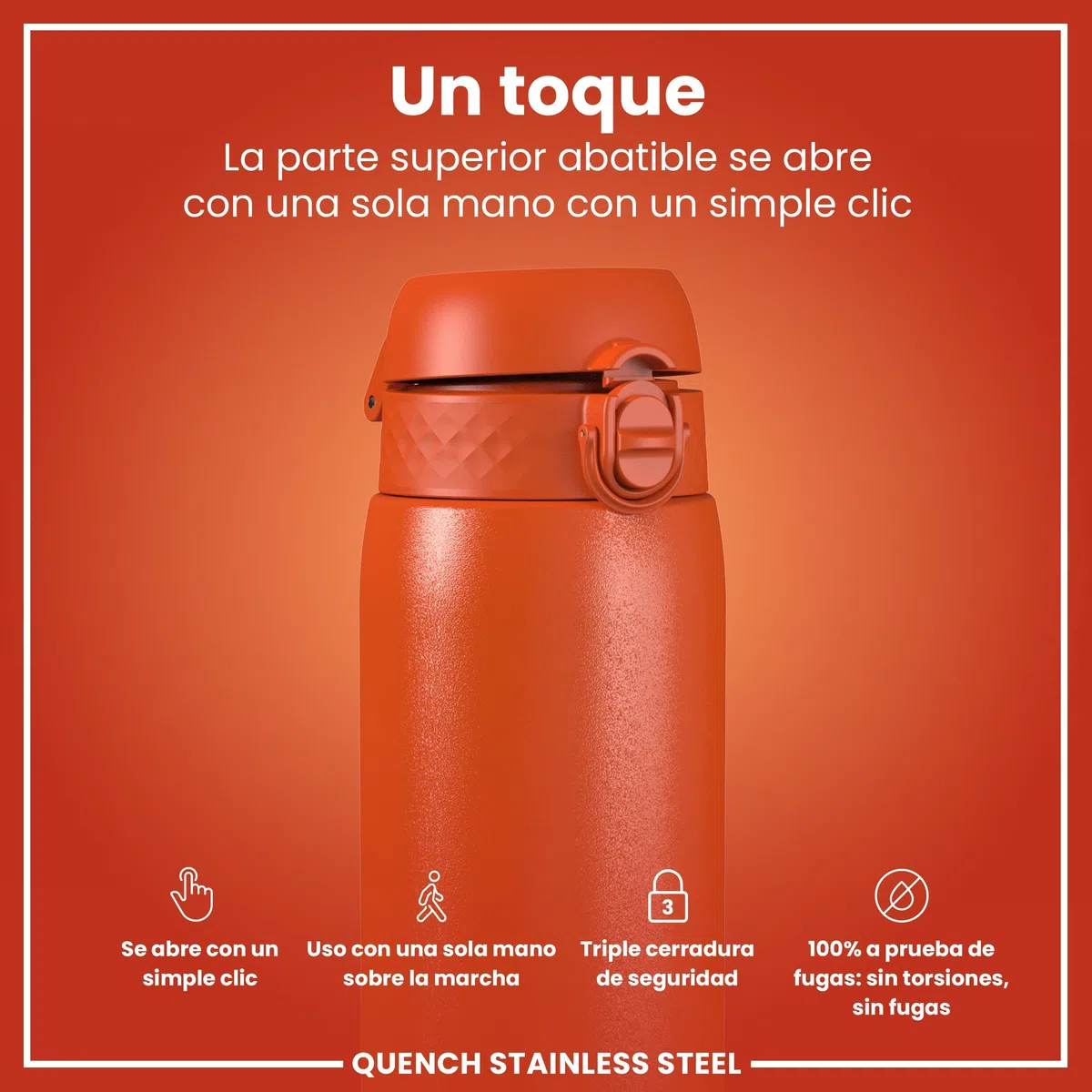 ION8 Botella, a Prueba de Fugas, Fácil de Abrir, Cerradura Segura, Aptas para Lavavajillas, Adapta a Portavasos, Asa de Transporte, Resistente a Rayones
