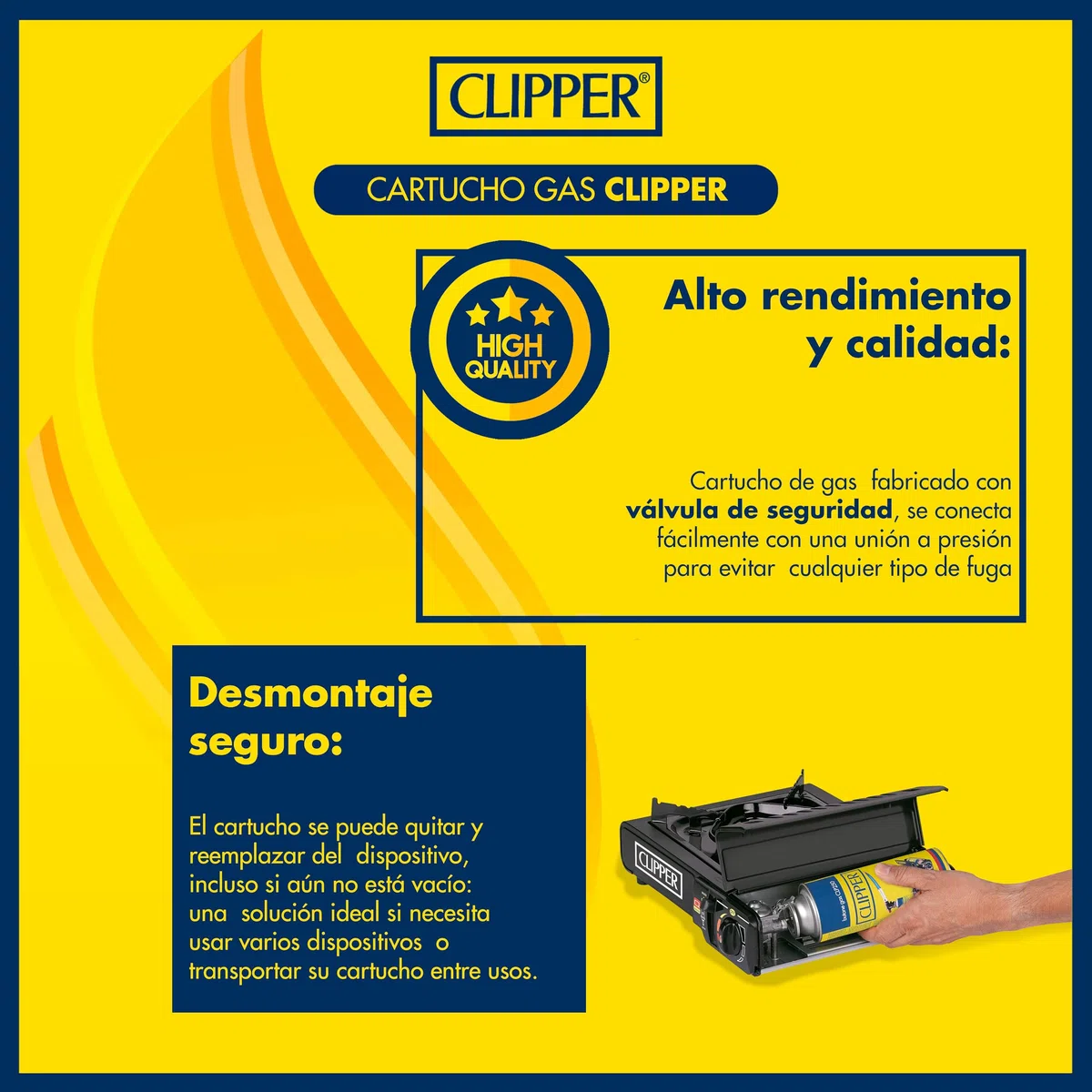 Clipper - Cartuchos de 400ml de Gas Universal para Dispositivos de Fuego | Válvula GLP250 | Camping Gas, Estufas, Sopletes y Cocina