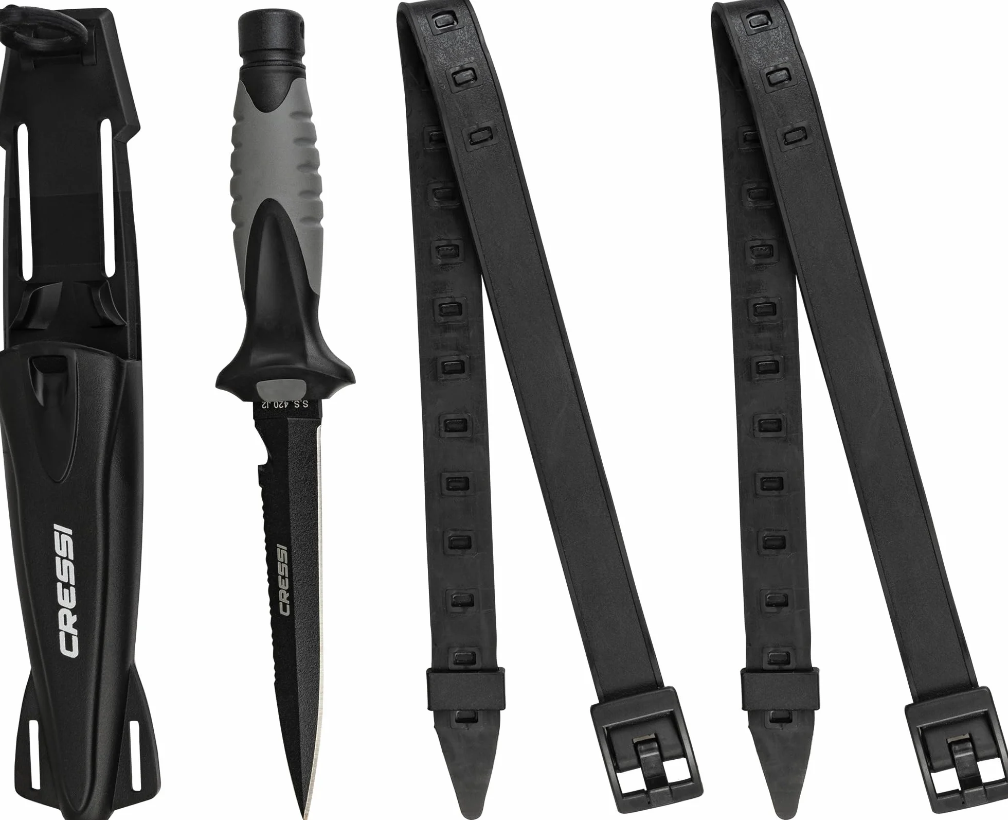 Cressi Finisher - Cuchillo, Color Negro, Talla 24.7 cm
