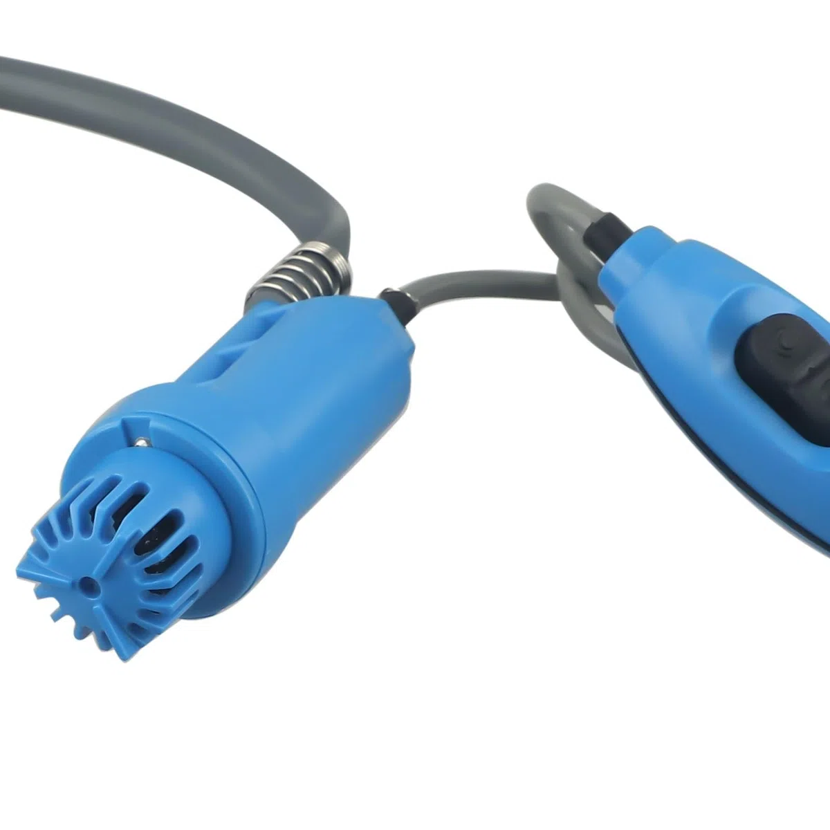 Ducha eléctrica portátil de 12 V CC para camping, senderismo, viajes, con bomba de 2,5 l/min, manguera de 2 m y cable de 4 m, color azul