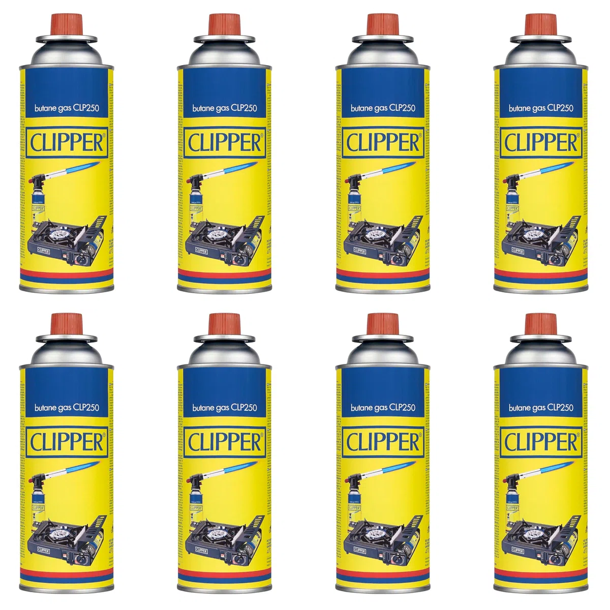 Clipper - Cartuchos de 400ml de Gas Universal para Dispositivos de Fuego | Válvula GLP250 | Camping Gas, Estufas, Sopletes y Cocina