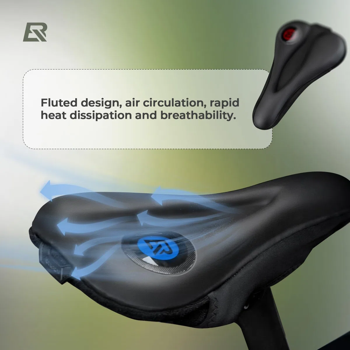 ROCKBROS Sillín Cubre Bicicleta Gel con Funda Impermeable, Cojín de Asiento Suave para Bicicleta de Montaña y Carretera, 28 x 17,5cm