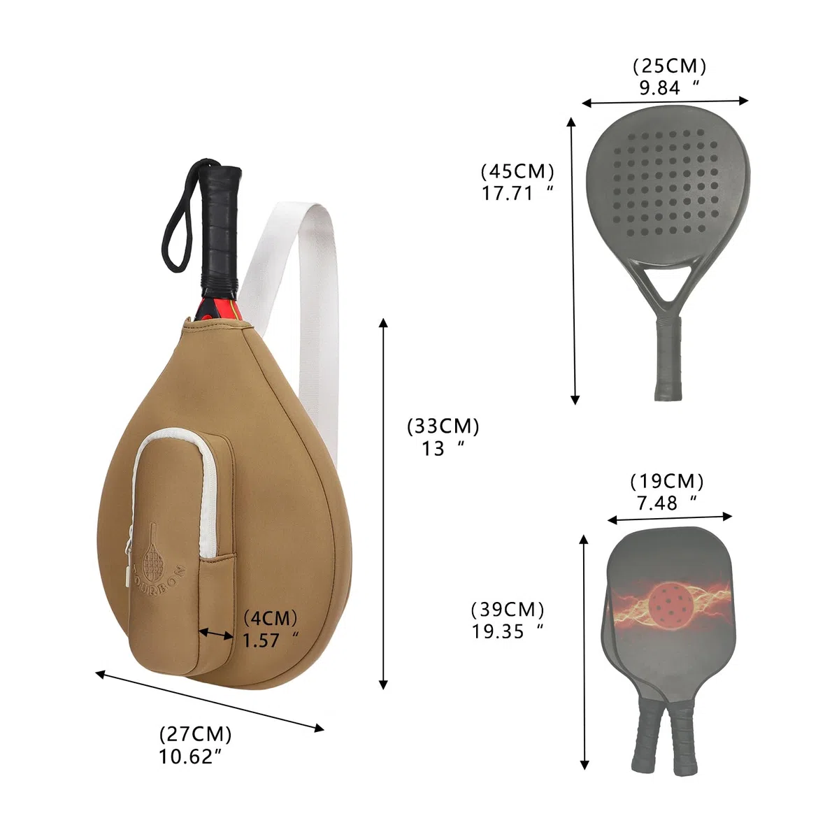 TOURBON - Funda de neopreno para palas de pickleball, ligera, para raquetas de bádminton, para hombres y mujeres
