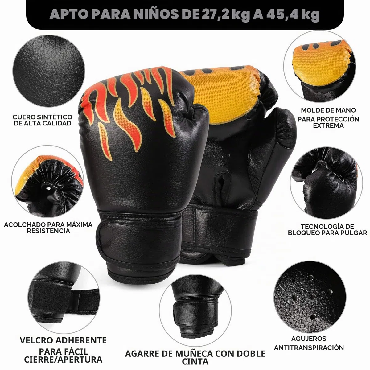 Odoland Saco de Boxeo Set 7-In-1 para Niños Sin Relleno, 2 pies/60 cm Saco de Boxeo Pesado con Guantes de Boxeo de 6 oz y Mangas Protectoras para Manos Cadenas para Colgar y Gancho