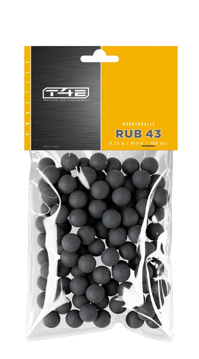 T4E RUB 43 - Bolas de paintball (calibre 43, 0,75 g, 100 unidades), color negro