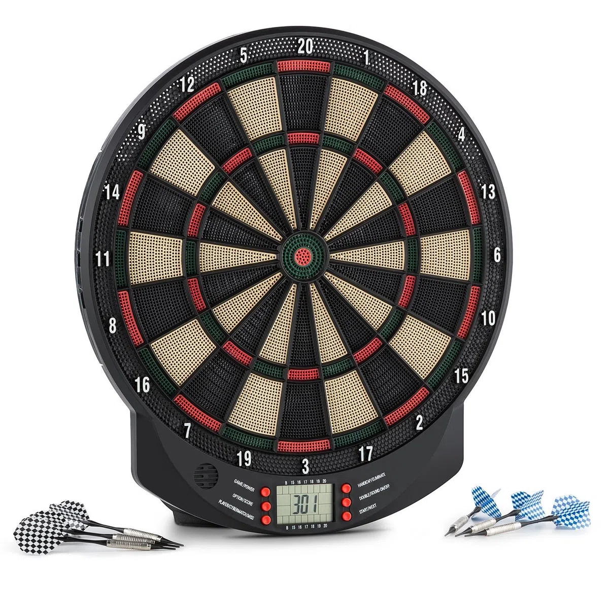 Oneconcept Dartomat - Tablero de Dardos electronico con Indicador LED, Diana Electrónica, Tablero de Dardos, 26 Juegos Disponibles, hasta 8 Jugadores, Accesorios Montaje Incluido, Negro