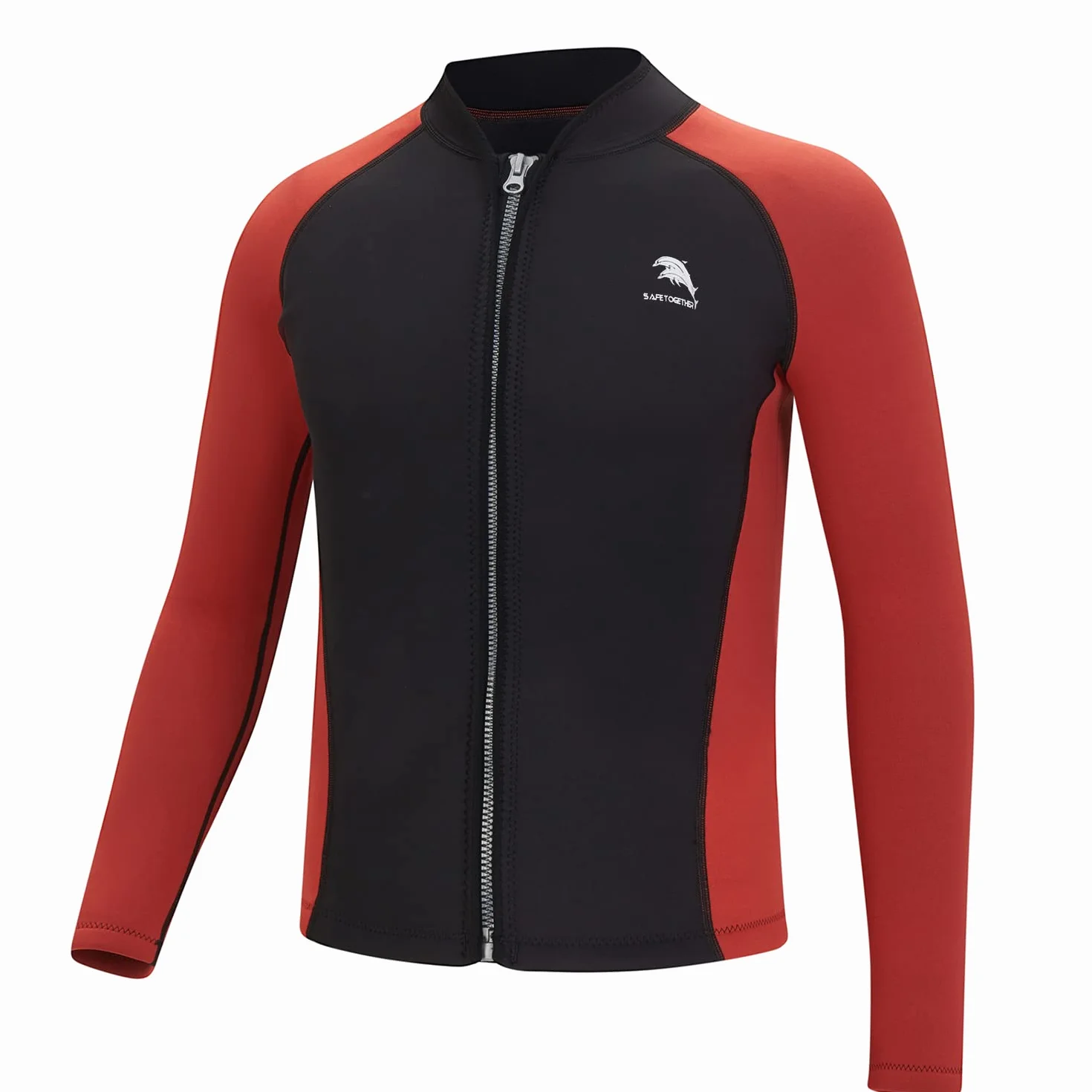 Chaqueta de neopreno para hombres y mujeres, 2 mm de neopreno con cremallera frontal de manga larga, para surf, natación, buceo, trajes mojados