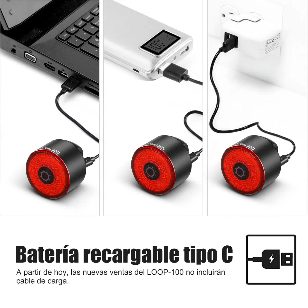 Gaciron LOOP-100 luz Trasera Bicicleta, con Sensor de Freno Inteligente,100 LM de Alto Brillo,luz Bicicleta Trasera de aleación de Aluminio con instalación magnética,Luz Bicicleta Recargable