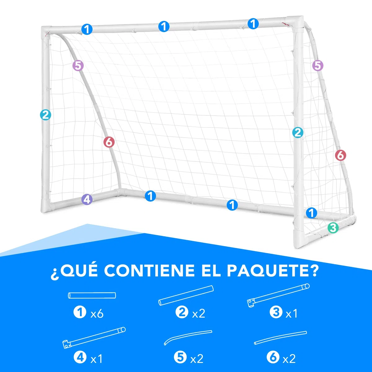 COSTWAY Portería de Fútbol Portátil para Niños, Portería de Fútbol y Red Patio con Estructura en PVC Resistente, Fácil Montaje, Palos de Fútbol y Red para Entrenamiento
