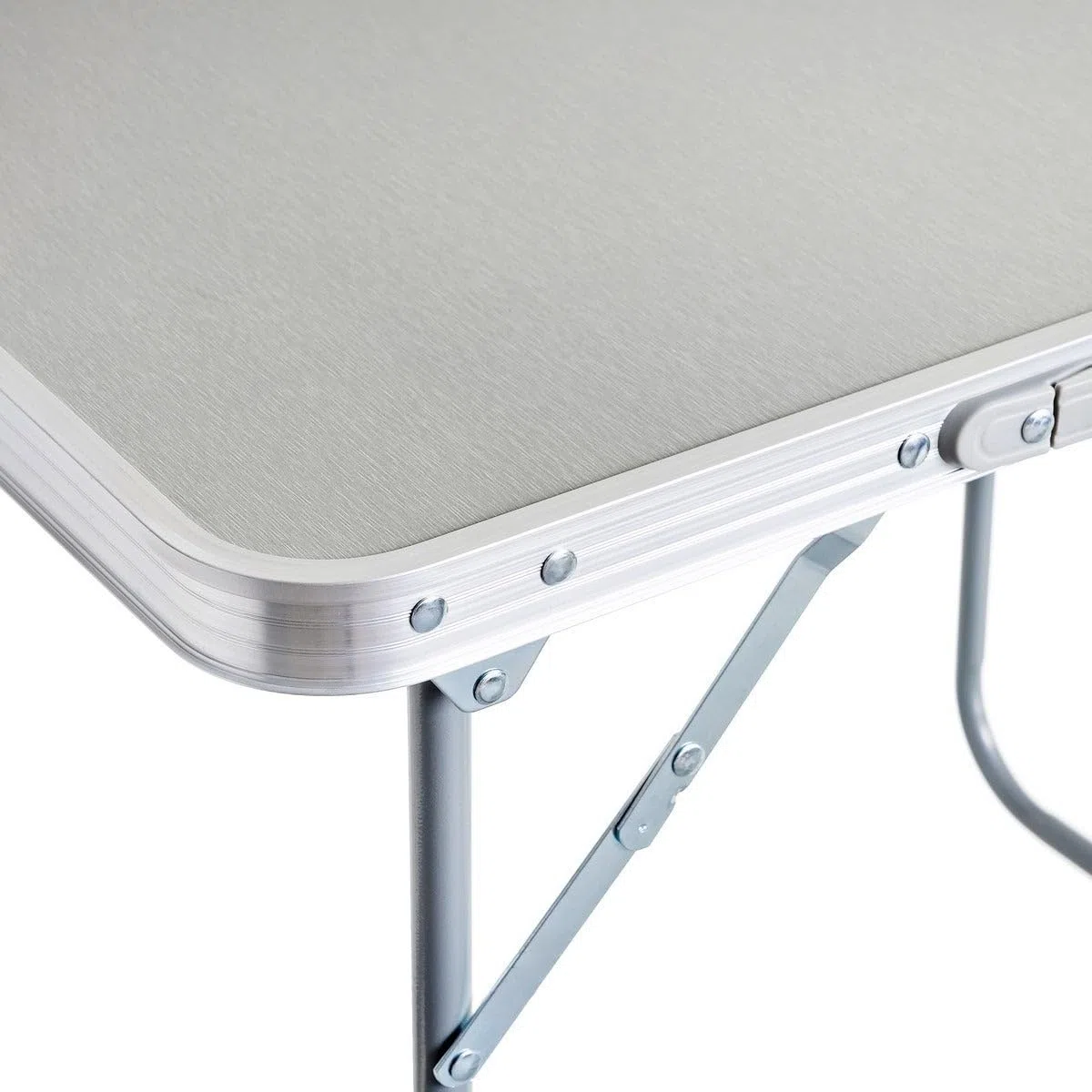 LOLAhome Mesa Plegable Gris de Acero y MDF, 60x40x50 cm para Camping, Playa o picnics. Ligera y pequeña, para Exterior, antivuelco y fácil de Transportar.