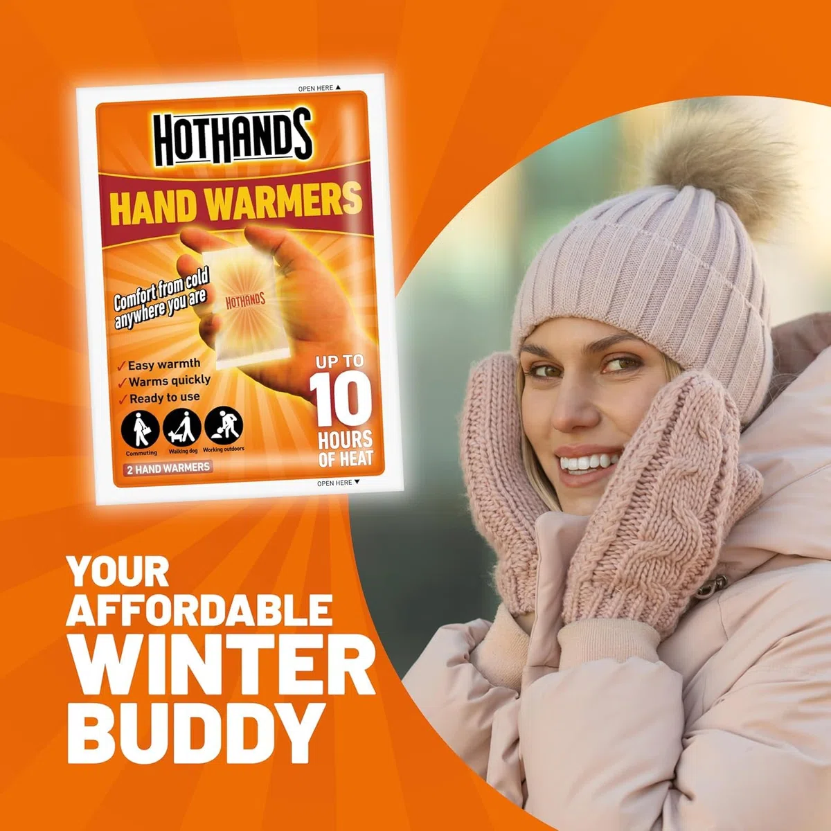 HotHands - Calentadores de manos desechables, 3 pares, calentadores de manos calientes para hasta 10 horas de calor, calentadores de bolsillo para deportes al aire libre, calentadores de manos de golf