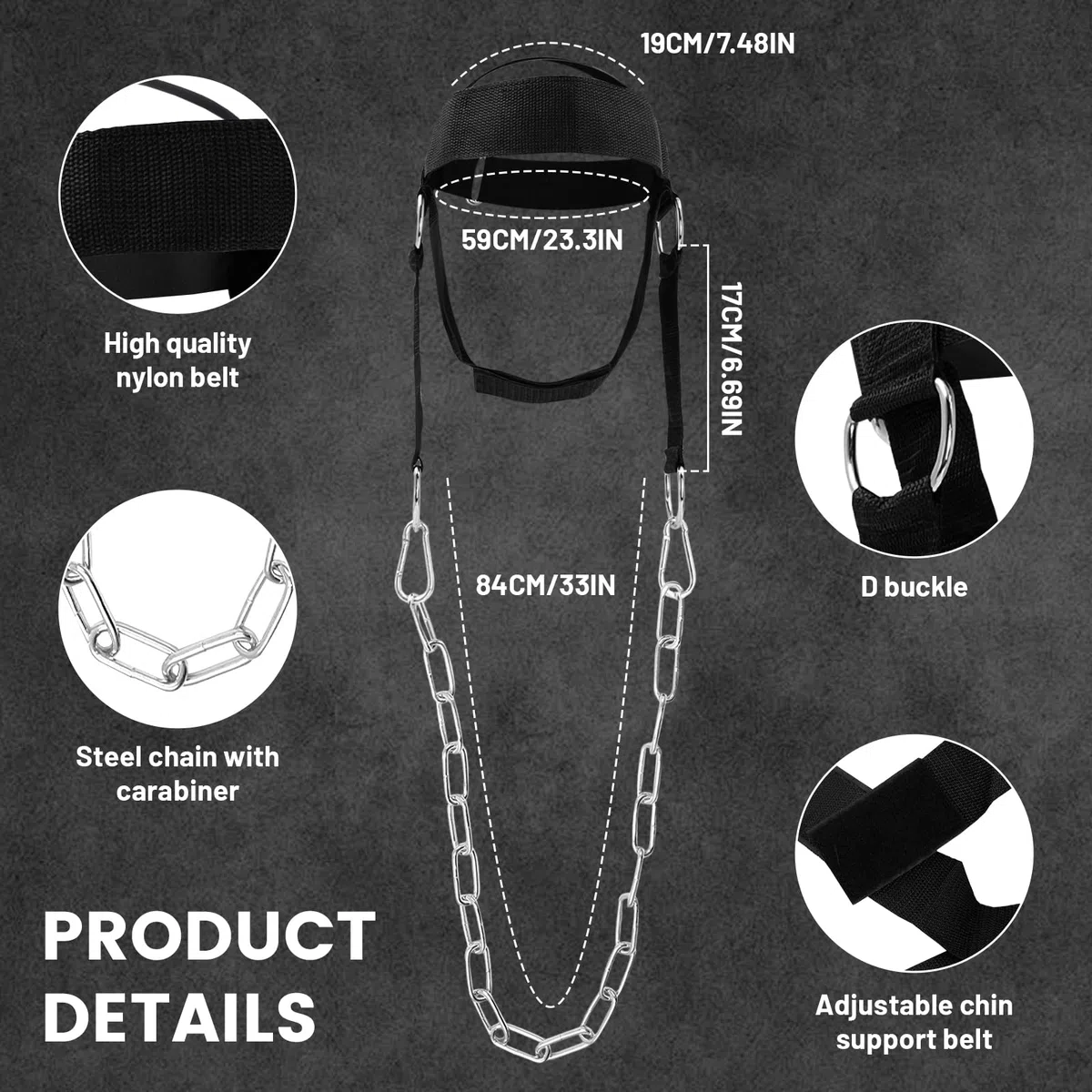 Arnés de cuello para entrenamiento de levantamiento de pesas, correas ajustables y cadena de acero para equipo de entrenamiento de fuerza muscular y resistencia del cuello