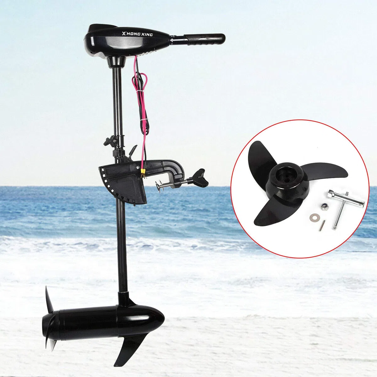 Motor eléctrico fueraborda, 800 W, 12 V, motor fueraborda, motor fueraborda, 80 LBS de alto rendimiento, motor de barco para barcos, botes inflables