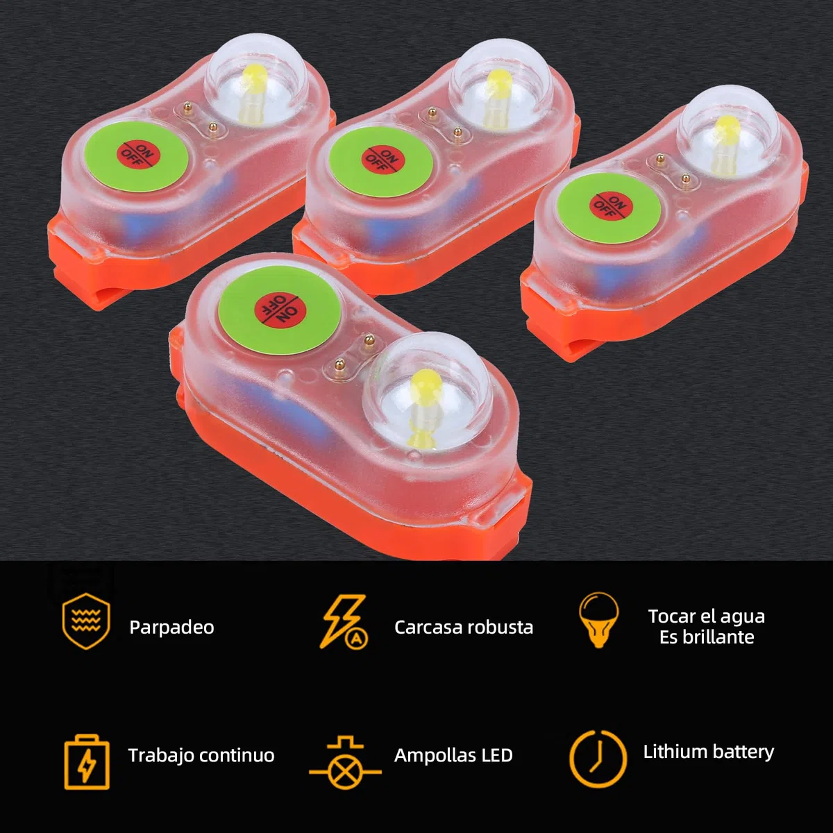 Luz de localización automática de supervivientes, lámpara de luz de Chaleco Salvavidas LED, Litio JHYD-I Agua de mar Autoiluminación Linterna de Ahorro de Vida Lámpara de atracción de luz(Naranja)