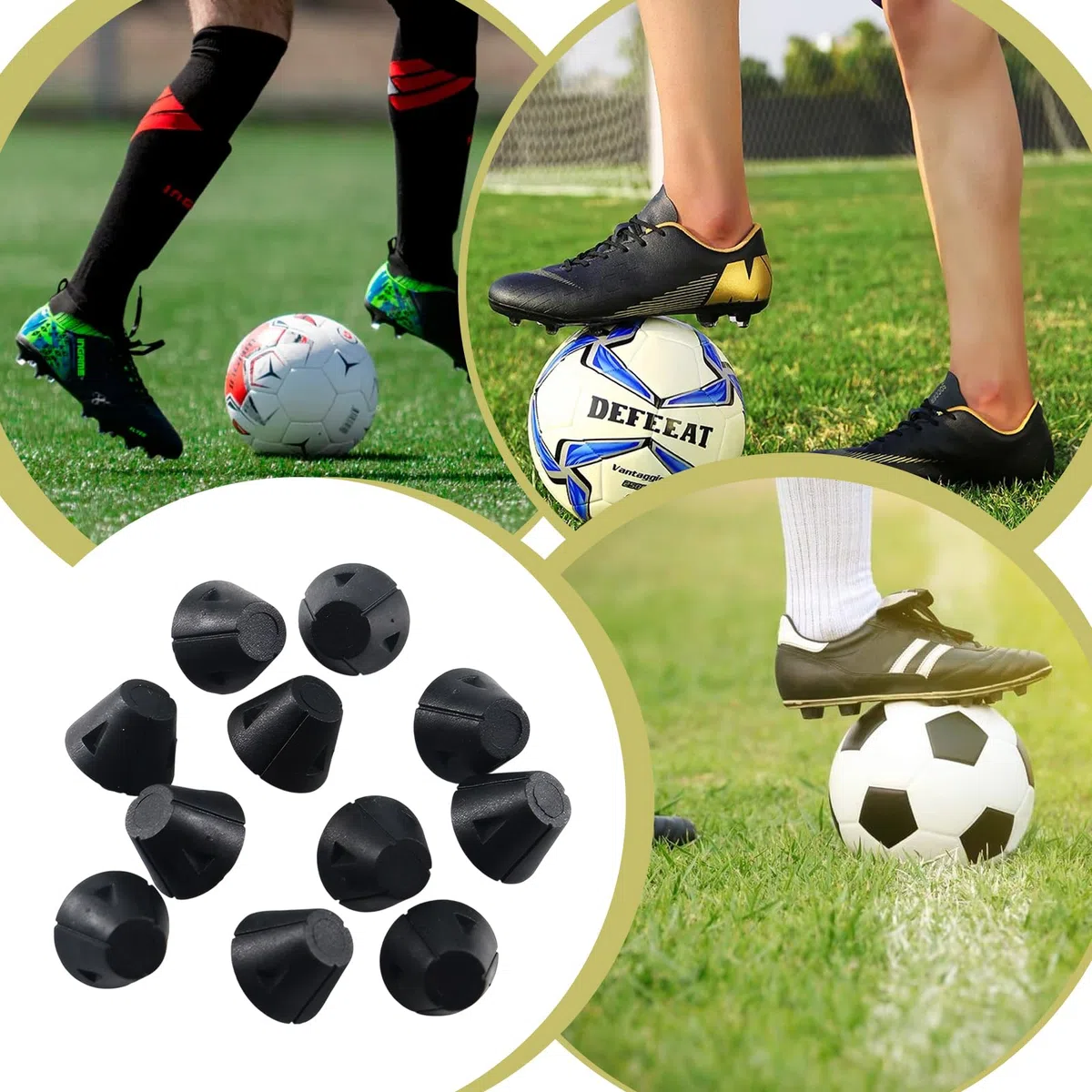 Juego de tacos de repuesto para botas de fútbol, 16 unidades, 13 mm/16 mm, ancho del tornillo 5 mm, color negro