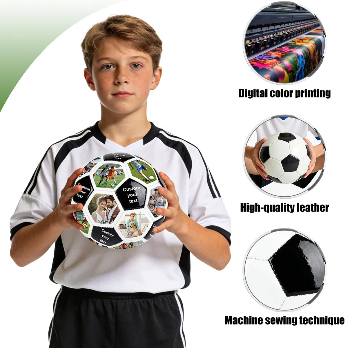 Balon Futbol Personalizado con 16 Foto y Texto Nombre, Pelota Futbol Creativo Regalo de Fútbol para Aficionados al Fútbol, Entrenadores y Equipos, Ideal para Entrenamiento, Partido y Colección
