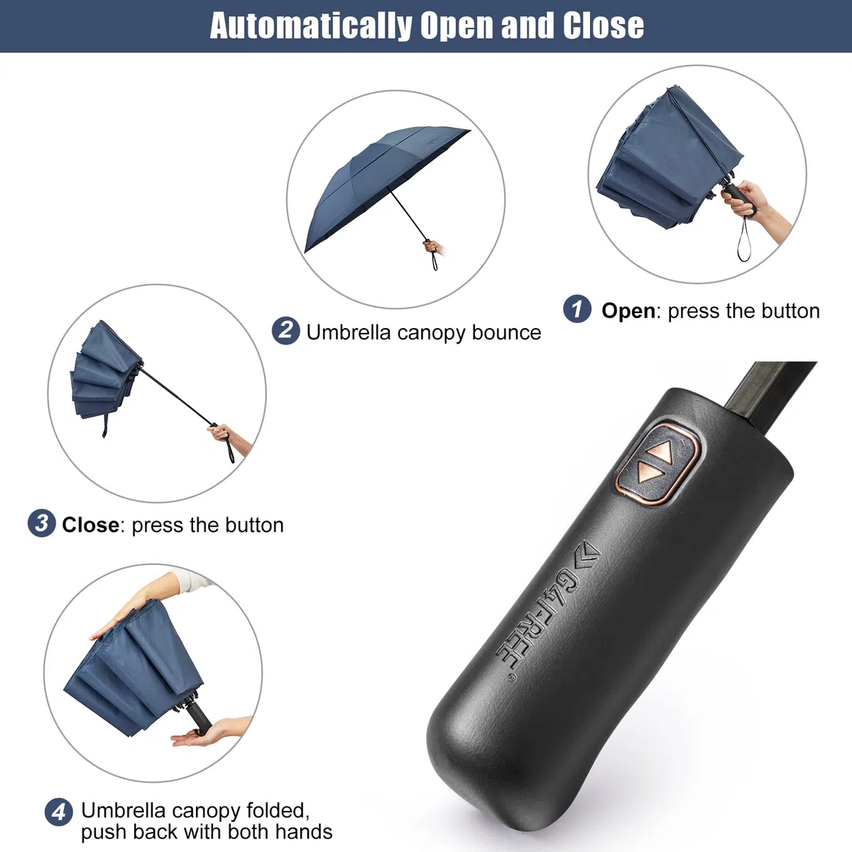 G4Free - Paraguas de golf grande de 107/117/137/157 cm, paraguas de viaje compacto e invertido, 10 varillas, resistente al viento, para lluvia, tela doble, apertura y cierre automáticos