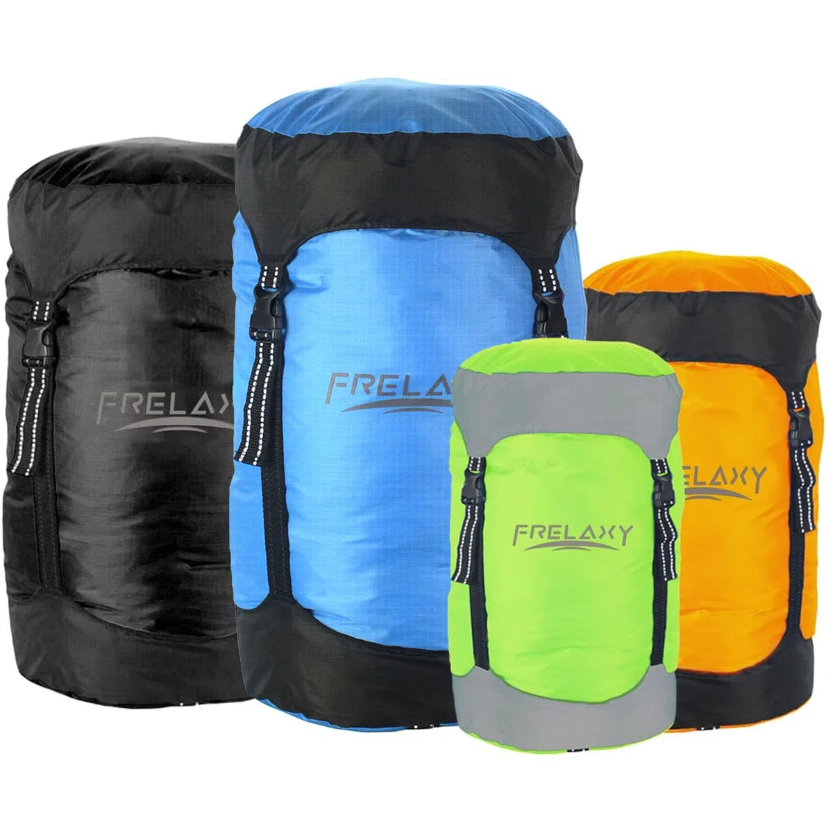 Frelaxy Bolsa de compresión, 40% más de espacio de almacenamiento, 11 L, 18 L, 30 L, 43 L, 43 L, 49 L, resistente al agua y ultraligera, bolsa de almacenamiento para saco de dormir, equipo que ahorra