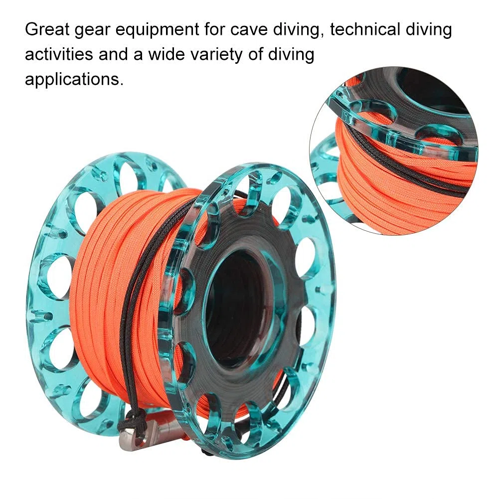Carrete de Dedo de Buceo, 30 M, Carrete de Dedo de Buceo de Plástico Duradero, Accesorios Subacuáticos, 4 Colores(Rueda)
