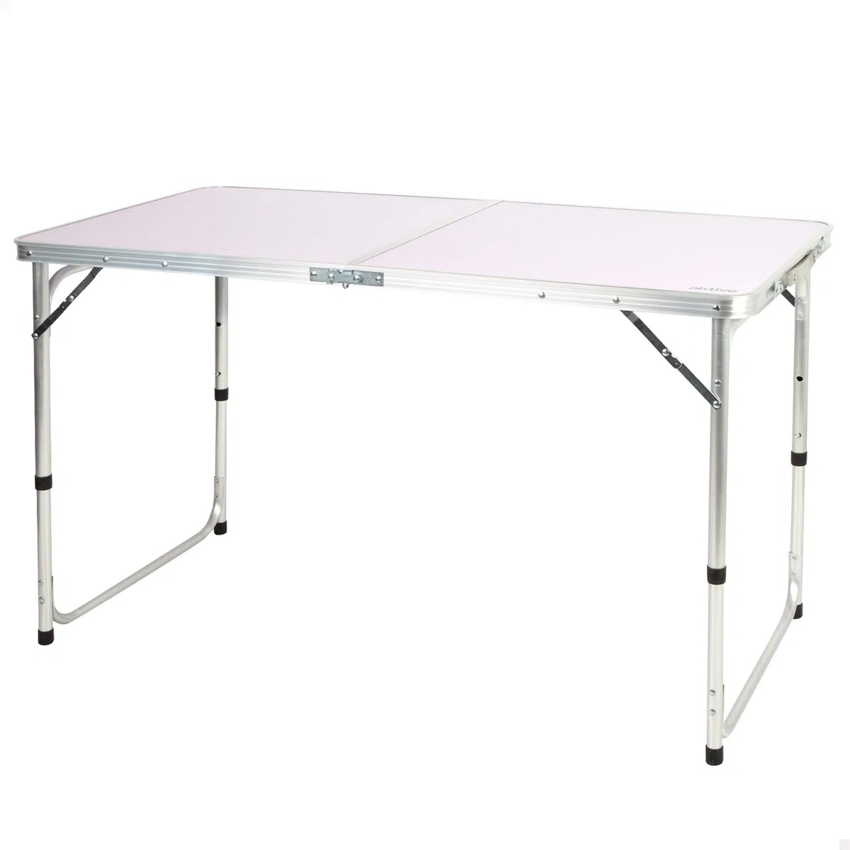 AKTIVE Mesa plegable, 120x60x60/70 cm, Altura ajustable, Topes antideslizantes, Soporta 30 kg, Cierre seguridad, Asa mano transporte, Mesas de camping, Playa, Jardín (63088)