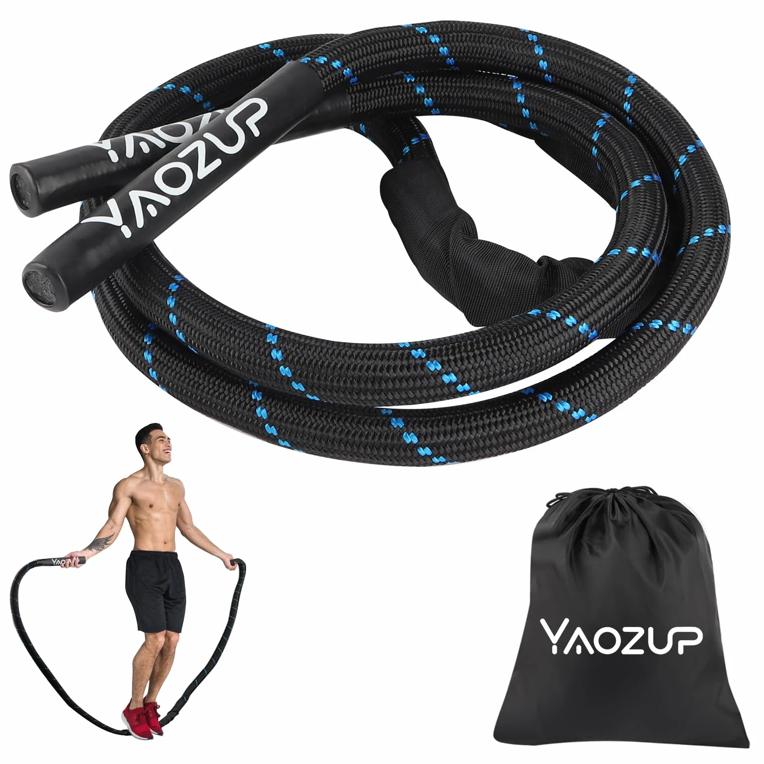 Cuerda de Saltar Pesada, 1.2kg Cuerda de Saltar Resistente, Battle Jump Rope, para Hombres y Mujeres Entrenamiento Entrenamiento Muscular de Cuerpo Completo Adelgazamiento