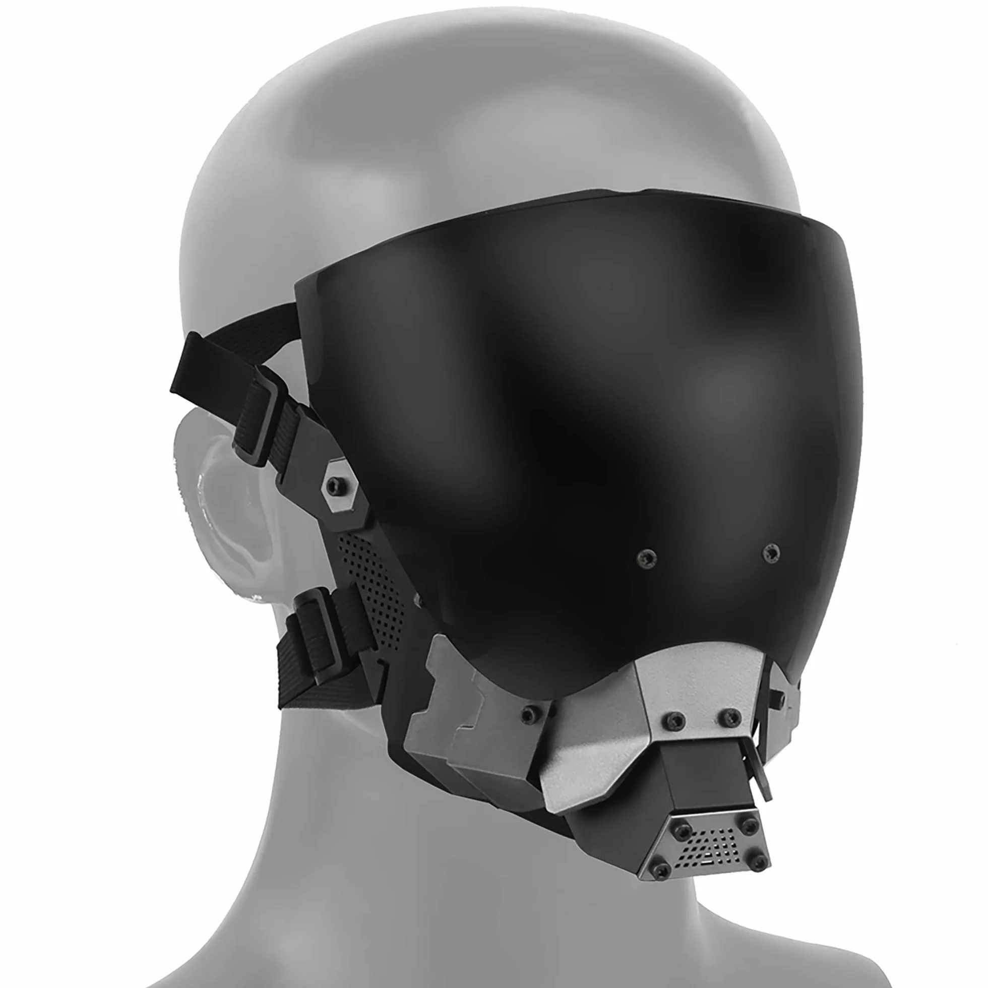 Paintball - Máscara táctica de protección completa y media cara, máscara mecánica para cosplay, juegos de CS, Halloween, tiro, caza,Talla única