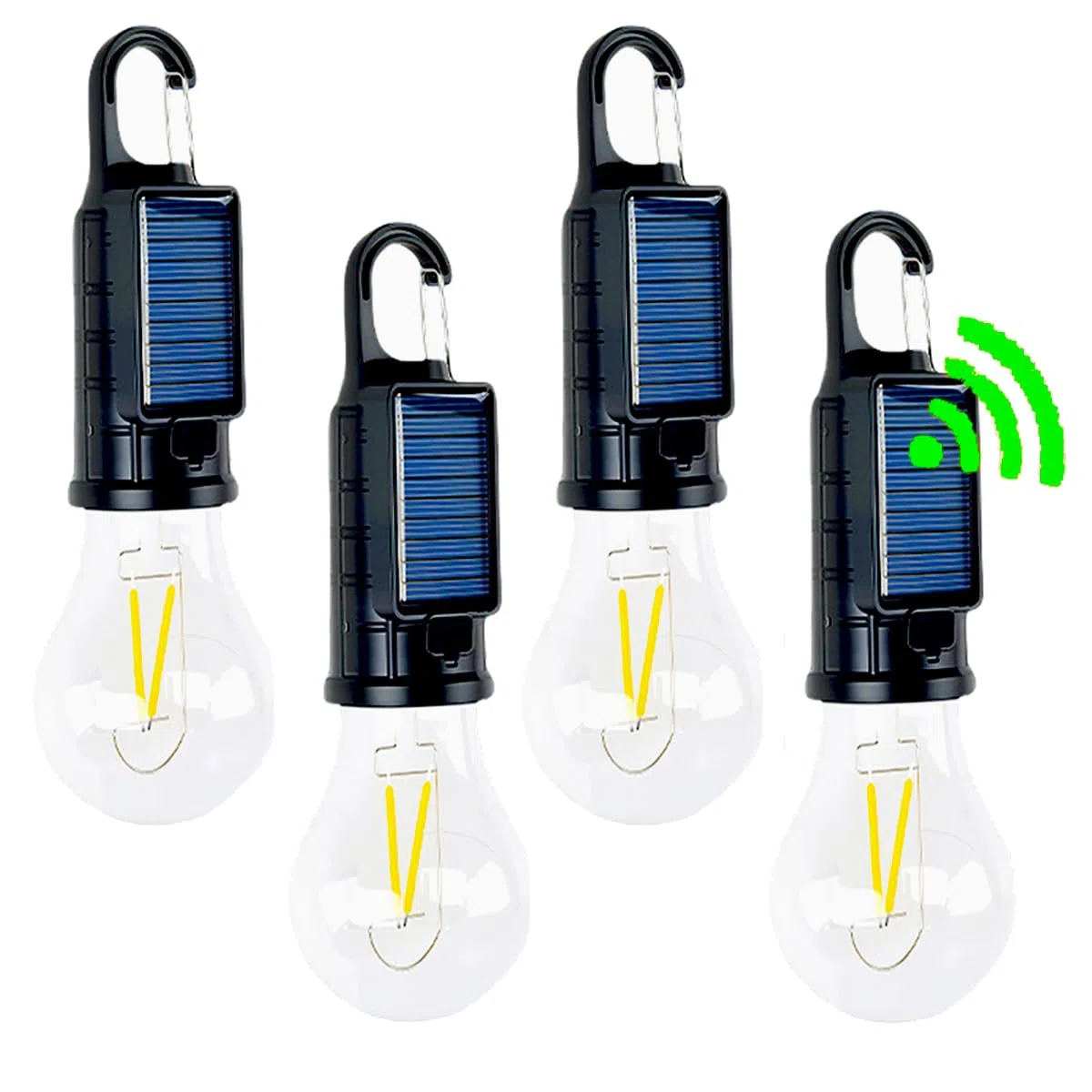 Luces solares y linternas de camping con sensor de luz para colgar con gancho al aire libre, bombilla recargable por USB, llavero portátil, 4 modos de iluminación para decoraciones de Navidad