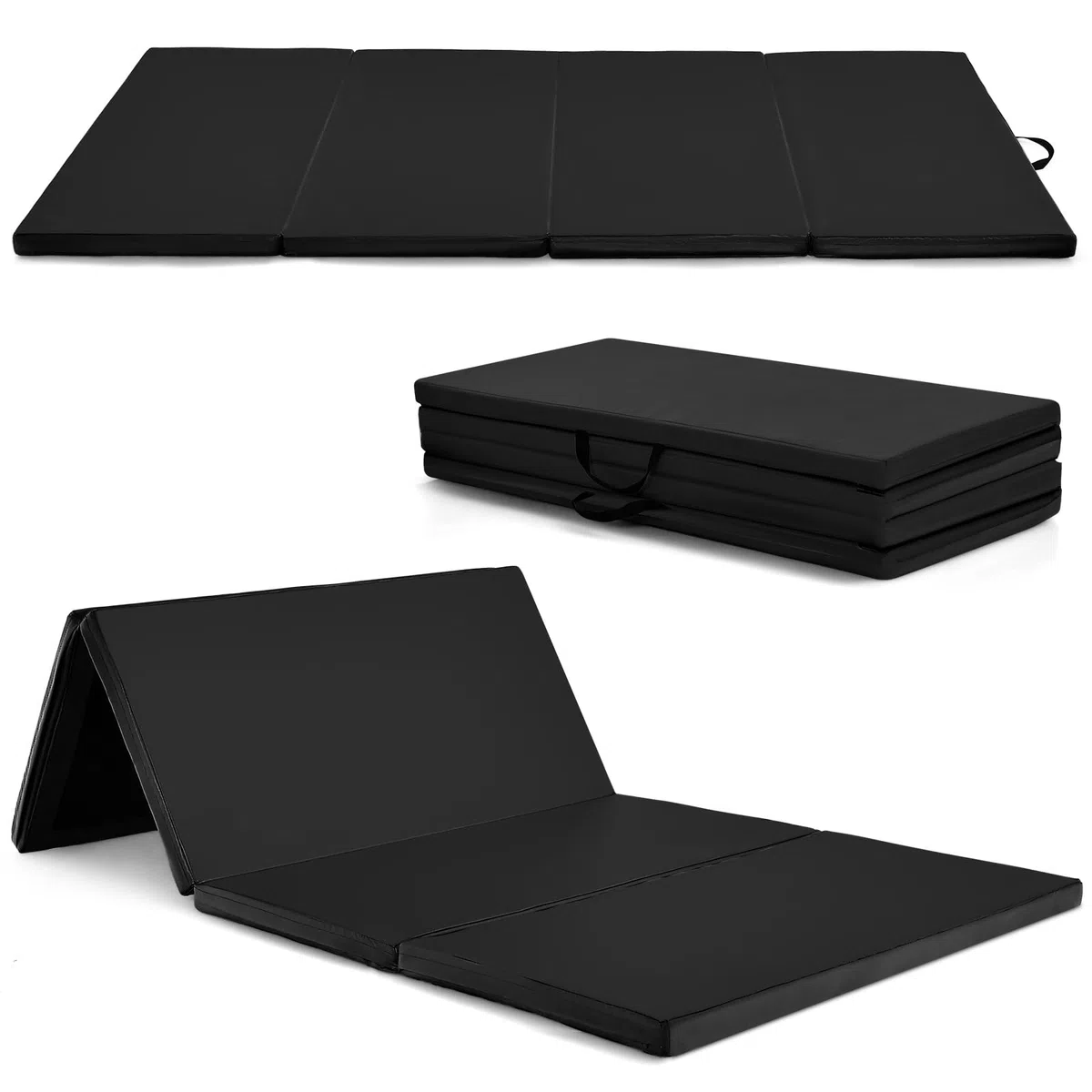 COSTWAY Colchoneta Gimnasia de 240 x 120 x 5 cm, Colchoneta de Ejercicio Plegable con Manija de Transporte,Impermeable, Cuero Artificial Desmontable, para Yoga Fitness Hogar