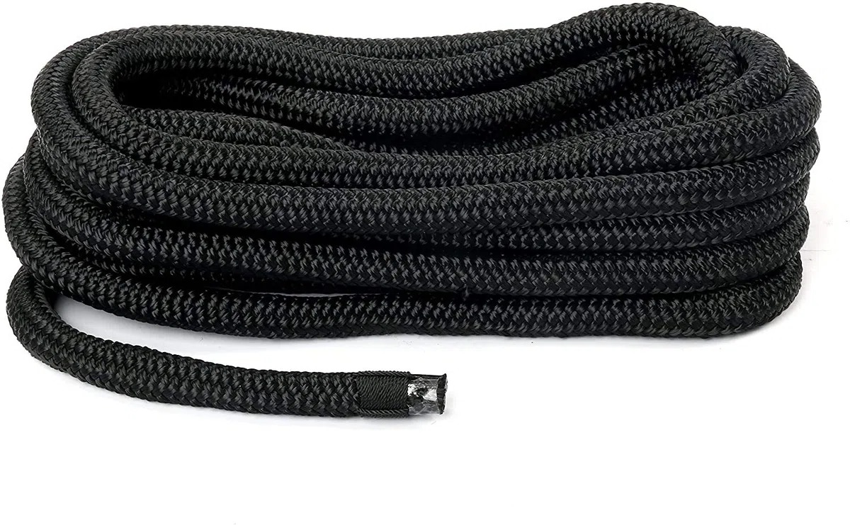 FreeTec Línea de Amarre de Nylon para Guardabarros de Barco con Ojo de 15 mm de Diámetro y 7 m de Largo, Negra