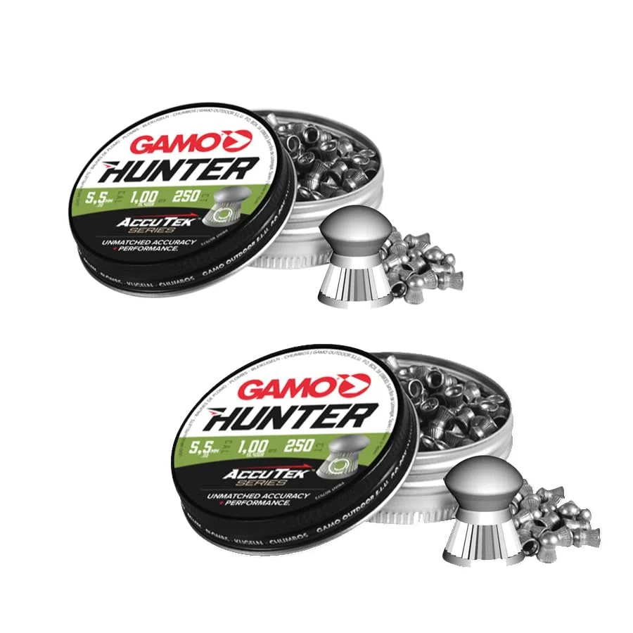 Balines Gamo ACCUTEK Match (5,5MM) | 250 uds por Caja. 1 g por balín. Pack de 2 Cajas. Balines de aleación. Rápidos, precisos y penetrantes.