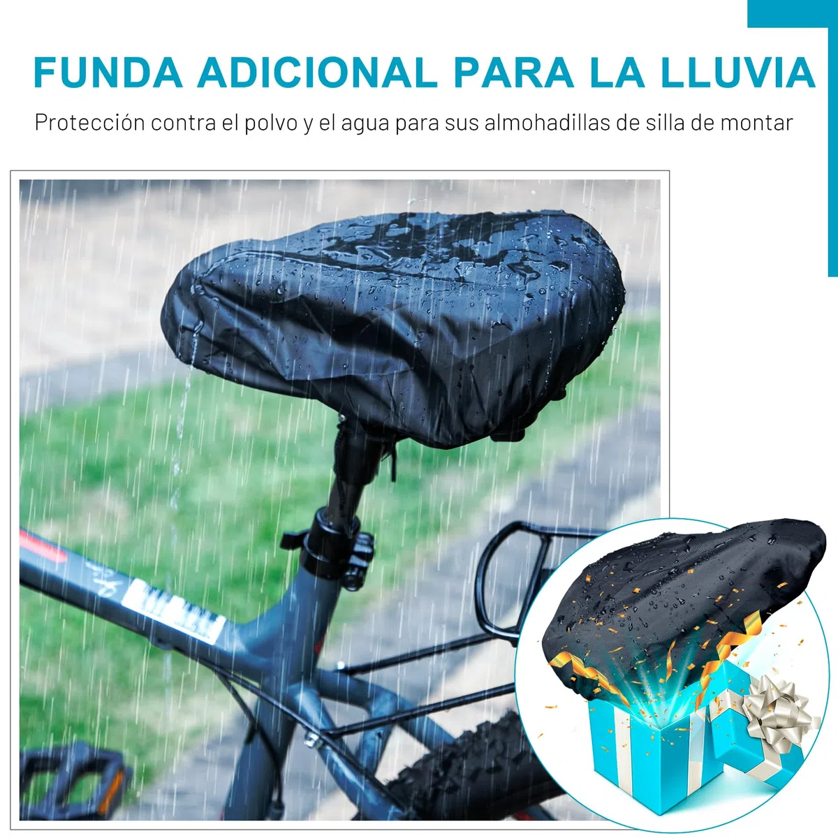 TECHCYC Funda sillin Bicicleta, cojín de Espuma viscoelástica de Doble Capa, diseño ergonómico, Unisex, Ancha y con Rayas Reflectantes, Ideal para Bicicletas estáticas y urbanas (YG35)