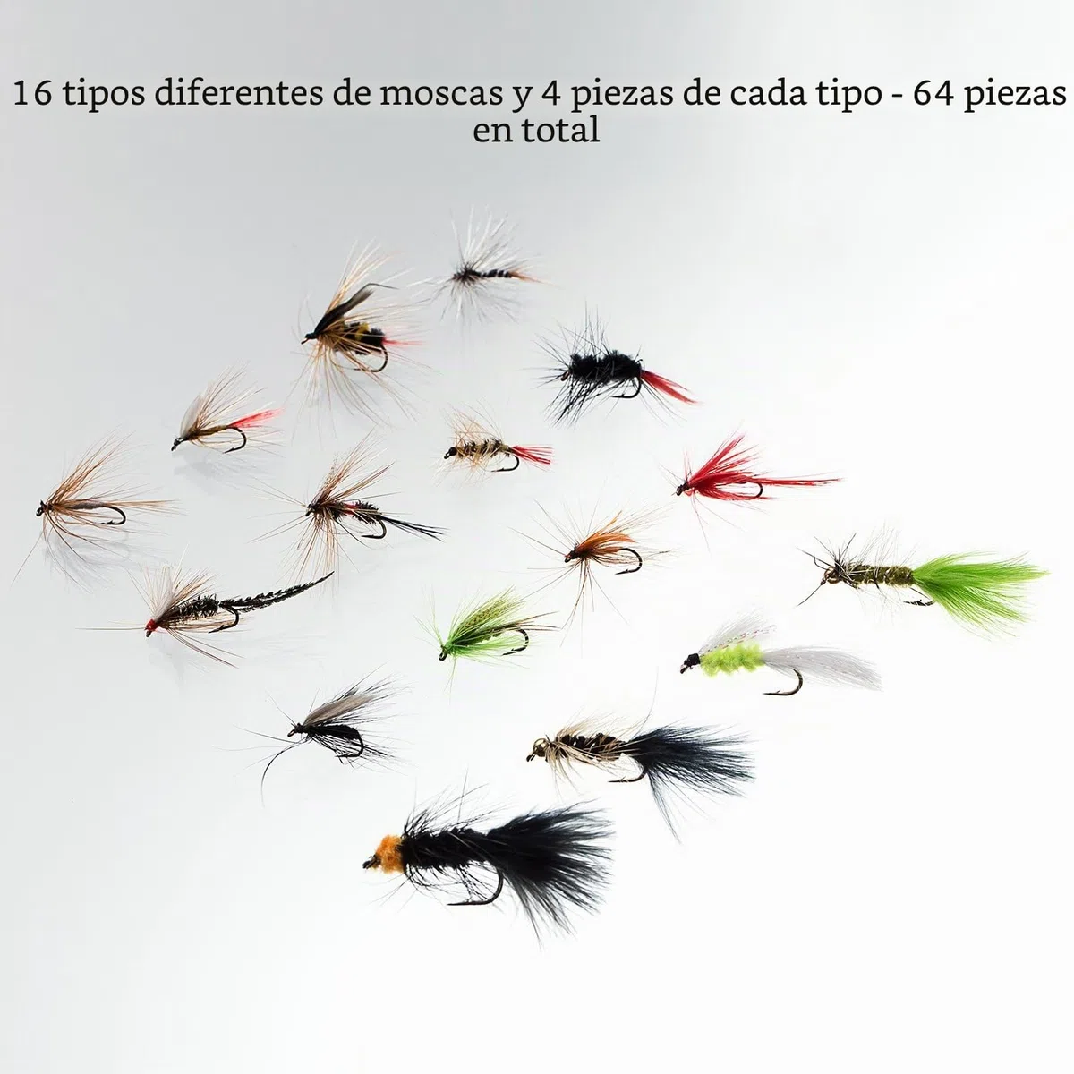 BASSDASH Kit de Moscas de Pesca con Mosca, Surtido de Moscas, Pesca de lubina con Caja de Moscas, 36/64/72/76/80/96 Piezas con Moscas secas/húmedas, ninfas, serpentinas, Popper