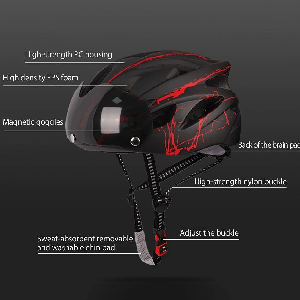 Casco Casco de Bicicleta, Casco Casco de Bicicleta para Adultos Hombres Mujeres Casco de Seguridad con Visera Magnética