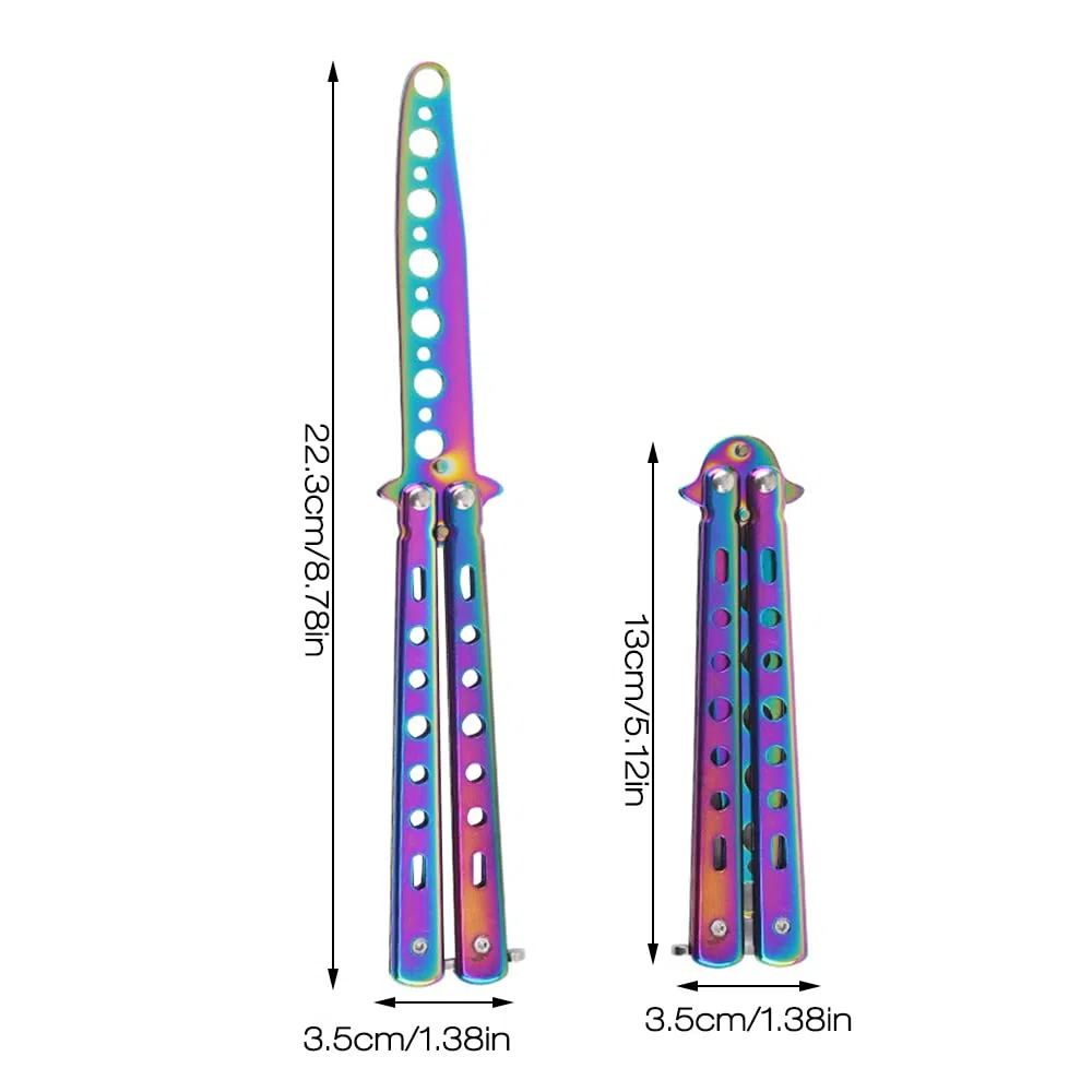 Cuchillo Entrenamiento de Mariposa, 3 PCS Sin Filo Balisong Trainer Navaja de Práctica