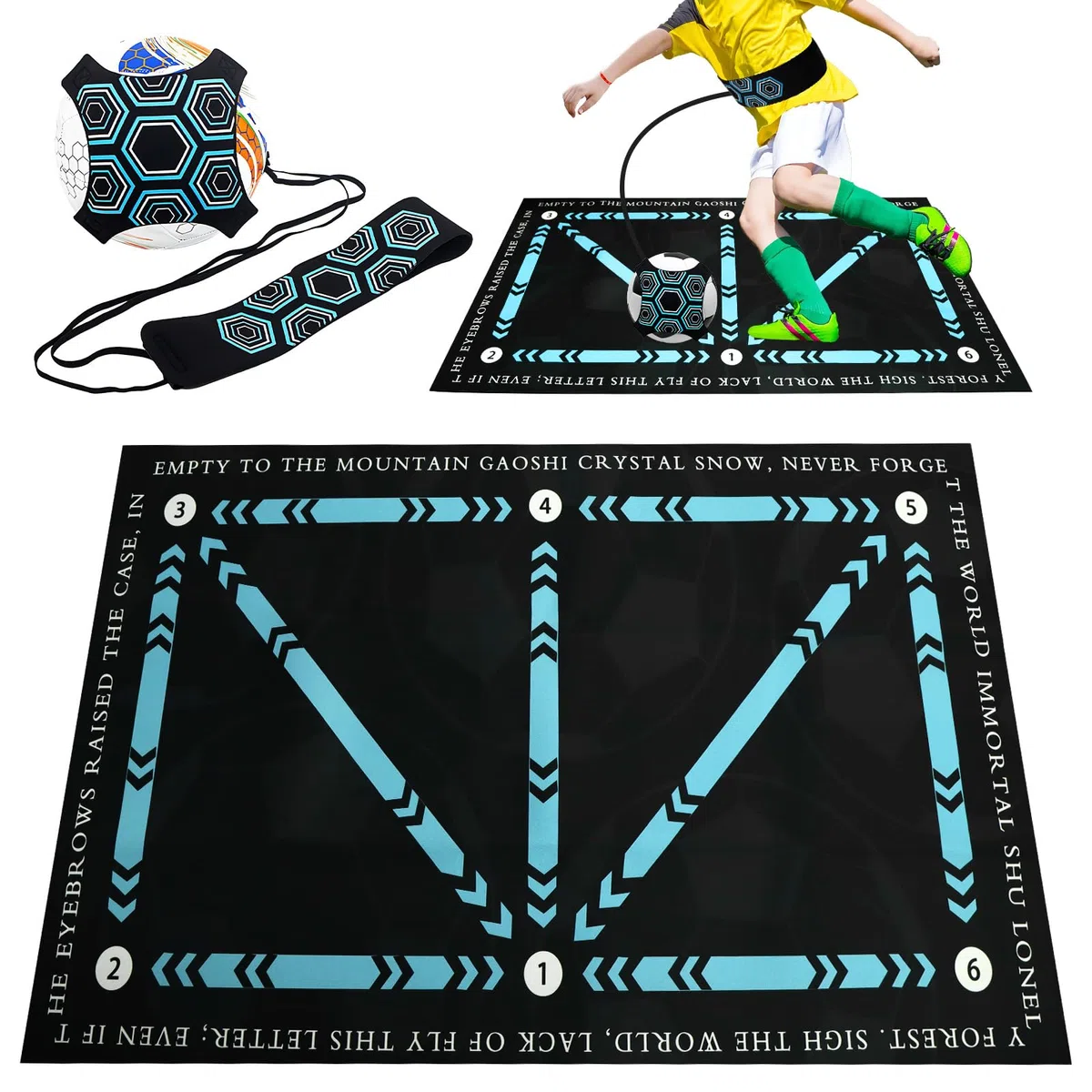 Alfombra Entrenamiento Futbol Antideslizante, 60 x 90 cm, con Cinturón Entrenamiento Futbol para Mejorar las Habilidades de Fútbol