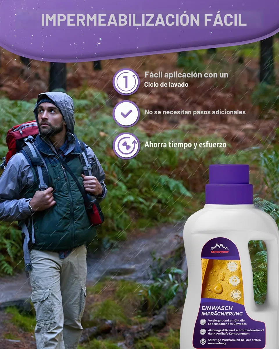 Alpenwert Detergente impermeabilizante para ropa exterior, funcional y de esquí, Gore-tex UVM
