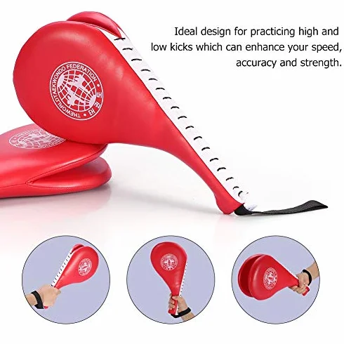 Almohadillae Taekwondo,1 Par Pad Target PU Patada de Taekwondo Duradero Entrenamiento de Almohadilla de Patada de Taekwondo de Boxeo de Artes Marciales (Rojo)