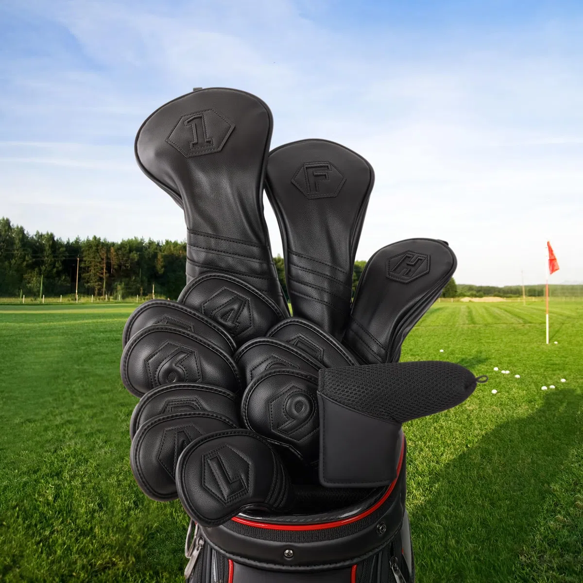 Cubierta de cabeza de putter tipo ping para hoja de golf, peso ligero, cierre magnético/Magictape, piel sintética negra y protector de palo de golf de malla, apto para Scotty Taylormade Odyssey
