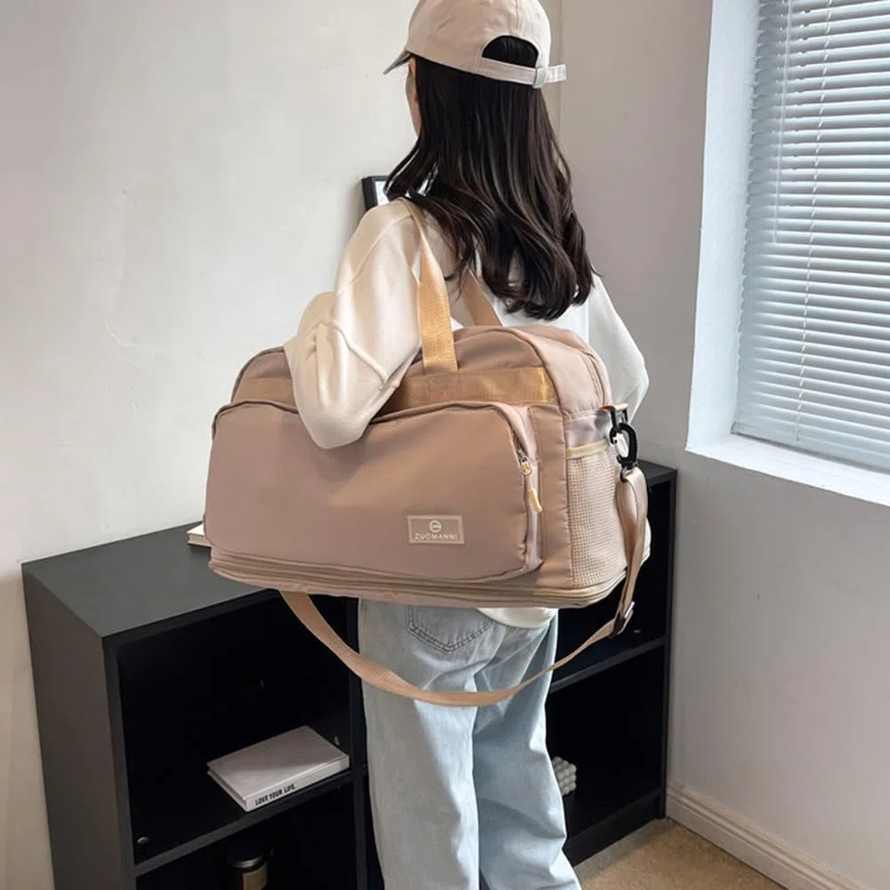 Bolsa de Gimnasio Deporte Mujer Grande, Expandible 37,7 L a 50,7 L, con Bolsillo Húmedo, Bolsa de Viaje Deportiva de Fin de Semana con Correas, Bolso Weekend Equipaje de Mano Ligera